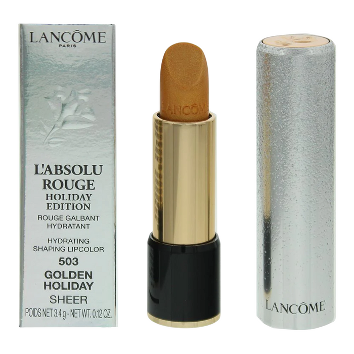 Ruj cremos Lancome L'Absolu Rouge Holiday Edition, hidratant, nuanța 503 Golden Holiday Sheer, 3,4 g