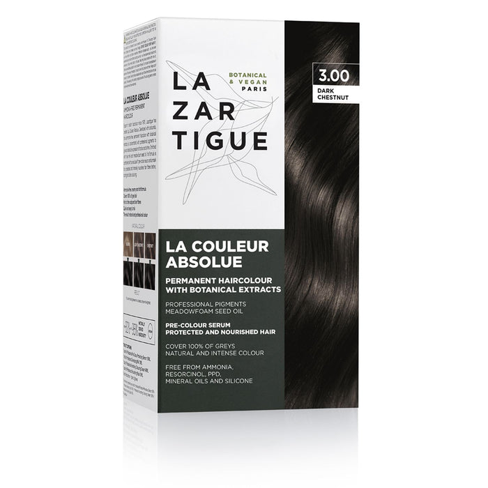 Vopsea permanentă de păr Lazartigue La Couleur Absolue, nuanța 3.00 Dark Chestnut, 143 ml
