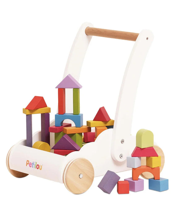 Premergător Le Toy Van Petilou Rainbow Cloud Walker, 45 de cărămizi colorate, 1-2+ ani