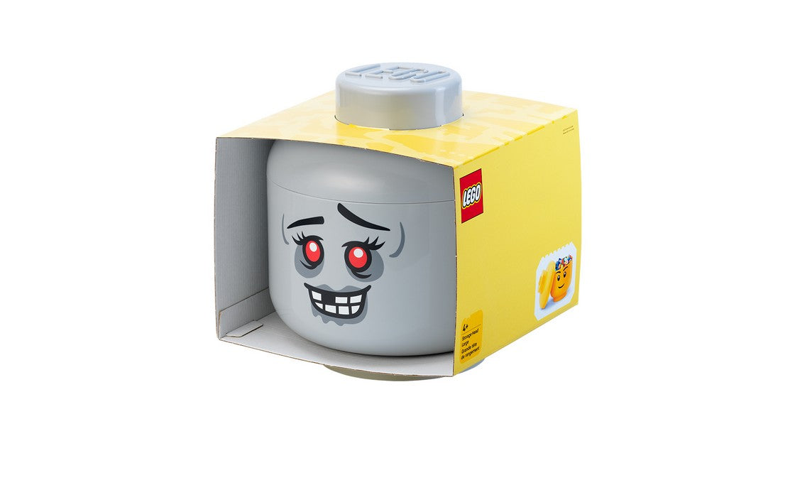 Cutie de depozitare LEGO, cap de minifigurină Zombie, mărime L, 24 × 27,1 cm