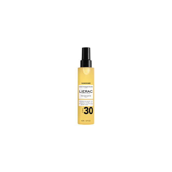 Ulei de protecție solară pentru corp Lierac Sunissime The Sun Silky Oil, hidratant, SPF 30, 150 ml