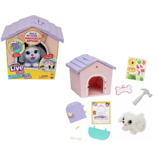 Set de joacă Moose Little Live Pets Minis, Căsuța cățelușului cu cățeluș surpriză, mov
