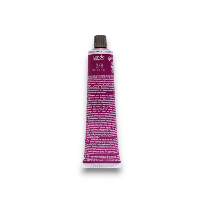 Vopsea permanentă de păr Londa Professional Londacolor, nuanța 2/8 Dark Blue, 60 ml