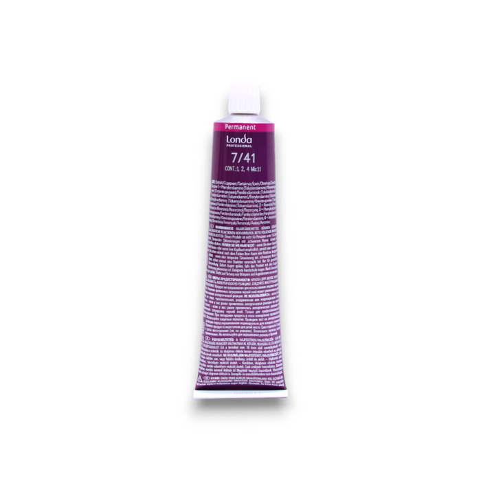 Vopsea permanentă de păr Londa Professional Londacolor, nuanța 7/41, 60 ml