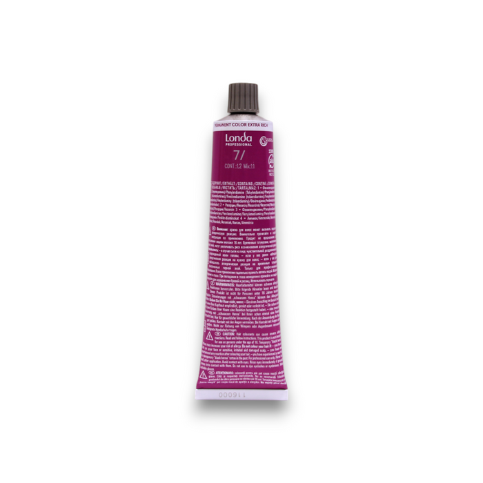 Vopsea permanentă de păr Londa Professional Londacolor, nuanța 7 Medium Blonde, 60 ml