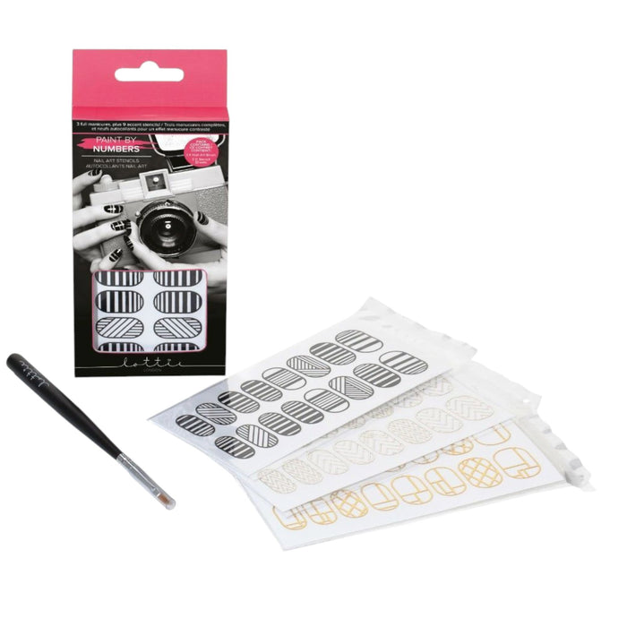 Stickere pentru unghii Lottie London Paint by Numbers, modele grafice, 9 buc
