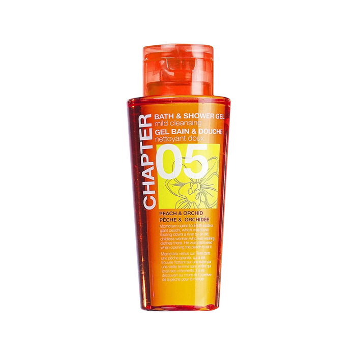 Gel de duș Mades Cosmetics Chapter 05, piersică și orhidee, hidratant, 400 ml, tester