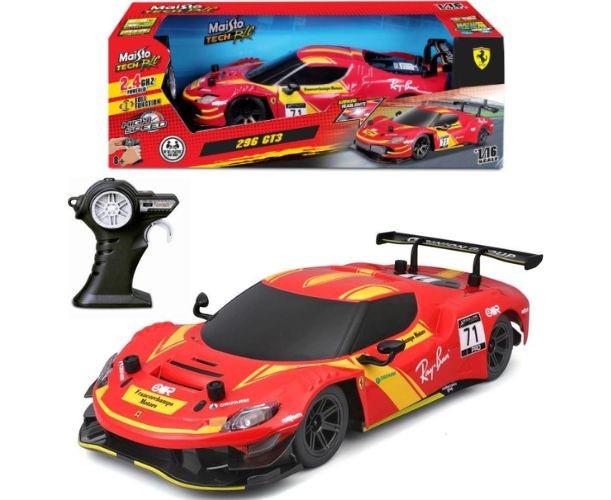 Mașină radiocomandată Maisto Ferrari 296 GT3, scara 1:16, 2,4 GHz, 8+ ani