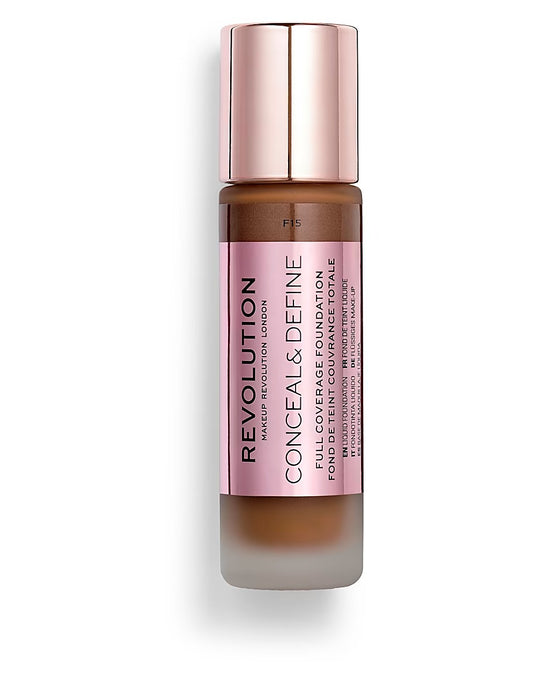 Fond de ten Makeup Revolution Conceal & Define, fără ulei, nuanța F 15, 23 ml