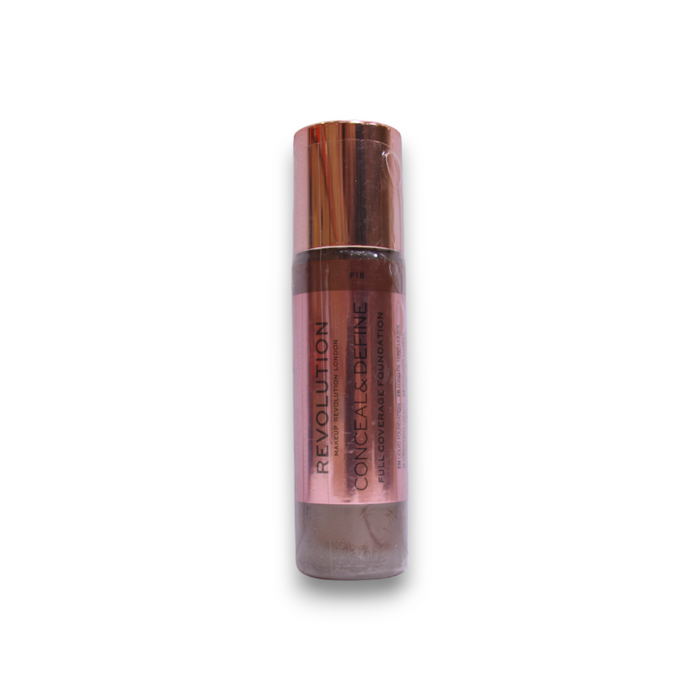 Fond de ten Makeup Revolution Conceal & Define, fără ulei, nuanța F18, 23 ml