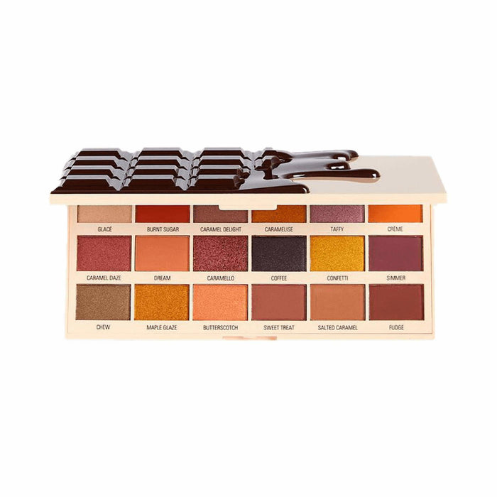 Paletă de farduri de pleoape Makeup Revolution I Heart Chocolate Nudes Caramel, 18 nuanțe, 18 g