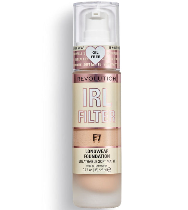 Fond de ten cremos Makeup Revolution IRL Filter, fără ulei, cu purtare îndelungată, nuanța F7, 23 ml