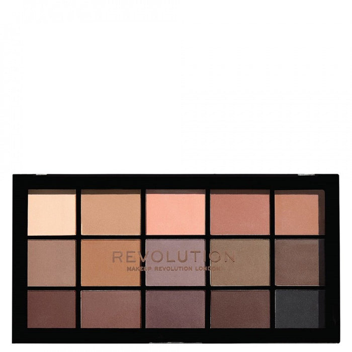 Paletă de farduri de pleoape Makeup Revolution Reloaded Palette Basic Mattes, 15 nuanțe mate, 16,5 g