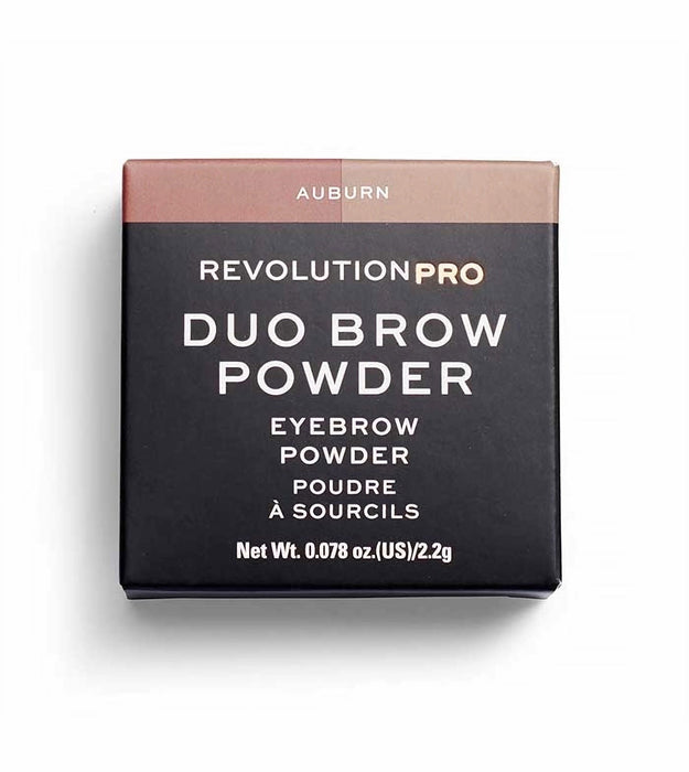 Pudră pentru sprâncene Makeup Revolution REVOLUTION PRO Duo Brow Powder, vegană, nuanța Auburn, 2,2 g