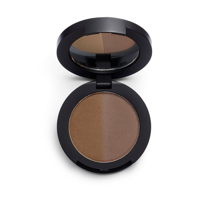 Pudră pentru sprâncene Makeup Revolution REVOLUTION PRO Duo Brow Powder, vegană, nuanța Ebony, 2,2 g