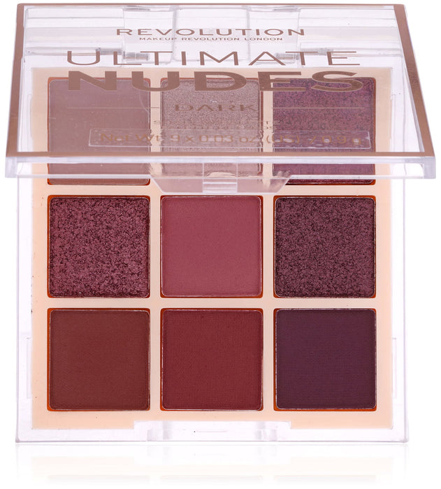 Paletă de farduri de pleoape Makeup Revolution Ultimate Nudes Dark, 9 nuanțe, 8,1 g