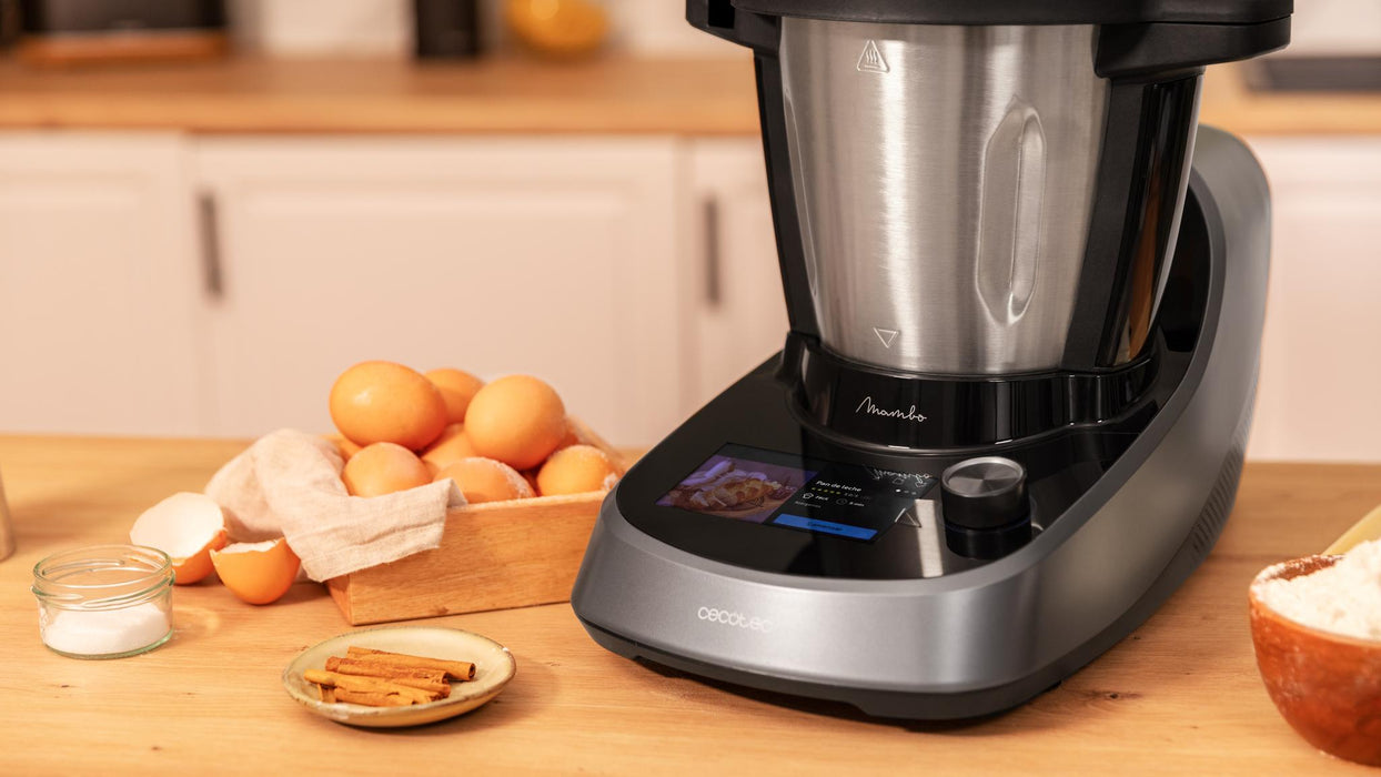 Robot de bucătărie multifuncțional Cecotec Mambo Touch, 3,3 l, 37 de funcții, ecran TFT de 5 inchi, negru