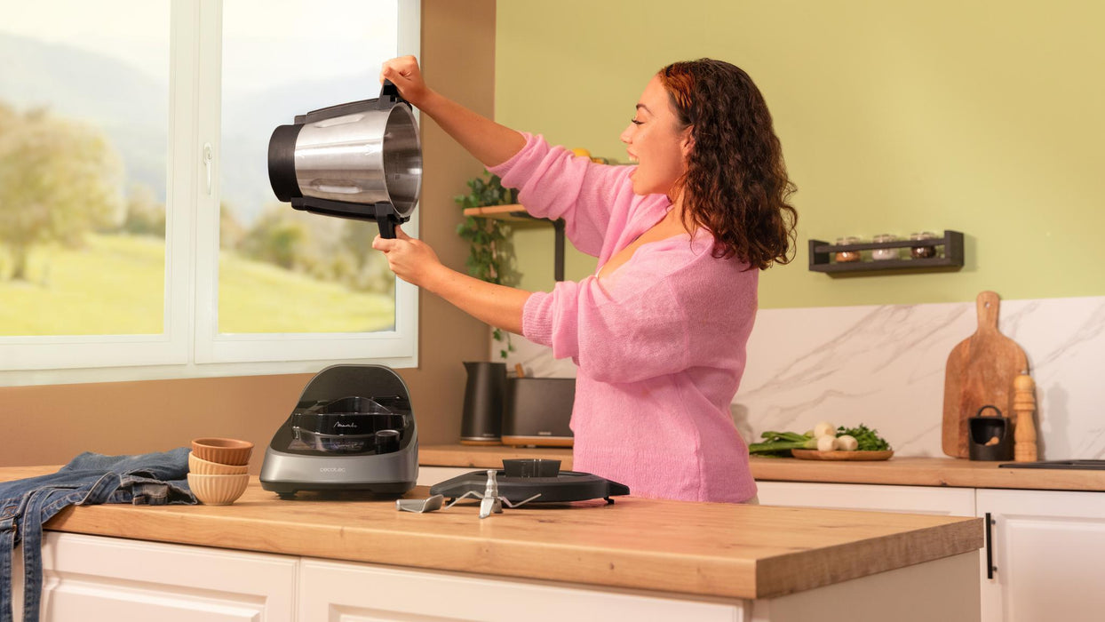 Robot de bucătărie multifuncțional Cecotec Mambo Touch, 3,3 l, 37 de funcții, ecran TFT de 5 inchi, negru