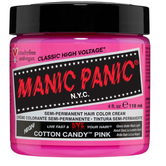 Vopsea semi-permanentă de păr Manic Panic Classic High Voltage, nuanța Cotton Candy Pink, 118 ml