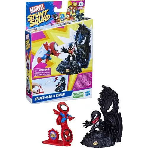 Set de 2 figurine Hasbro Marvel Stunt Squad, Spider-Man vs Venom, 4+ ani