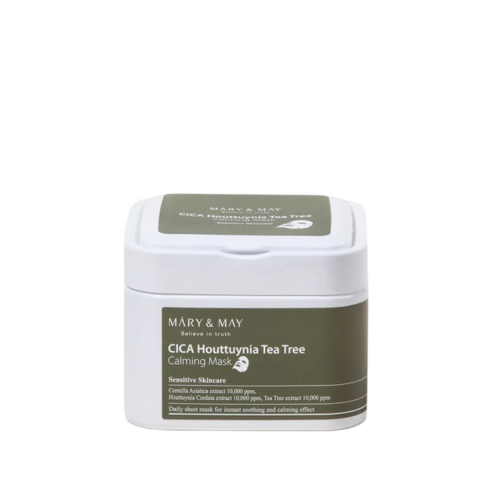 Mască facială Mary and May CICA Houttuynia Tea Tree Calming, calmantă, 30 buc