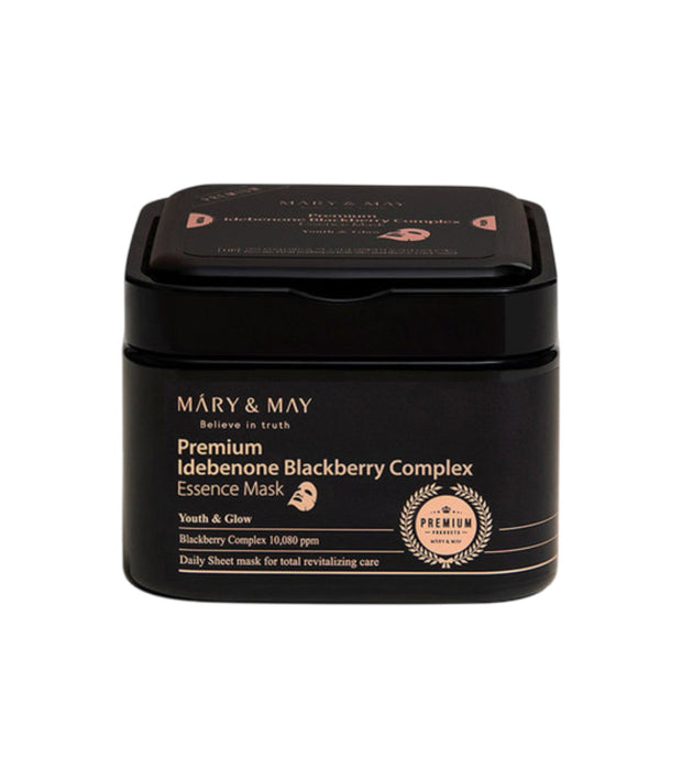 Mască facială Mary and May Premium Idebenone Blackberry Complex, cu esență, 20 buc
