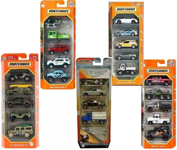 Set de 5 mașinuțe Mattel Matchbox, diverse modele, 3+ ani