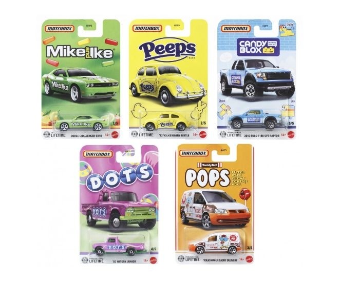 Mașinuță metalică Mattel Matchbox Candy Mix, diverse modele, scara 1:64