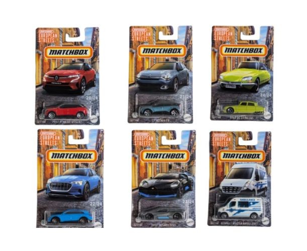 Mașinuță metalică Mattel Matchbox European Streets, diverse modele