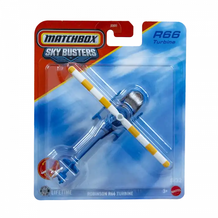 Elicopter Mattel Matchbox Sky Busters, Robinson R66 Turbine, scara 1:64, 3+ ani