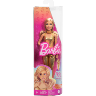 Păpușă Mattel Barbie, aniversare de 65 de ani, salopetă aurie, 3+ ani