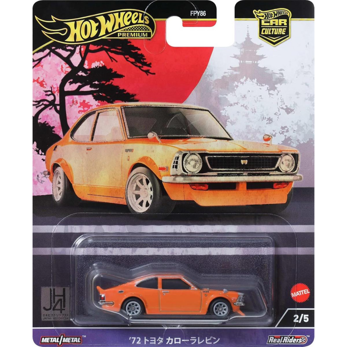 Mașinuță Mattel Hot Wheels Car Culture, ’72 Toyota Corolla Levin, Metal/Metal, Real Riders