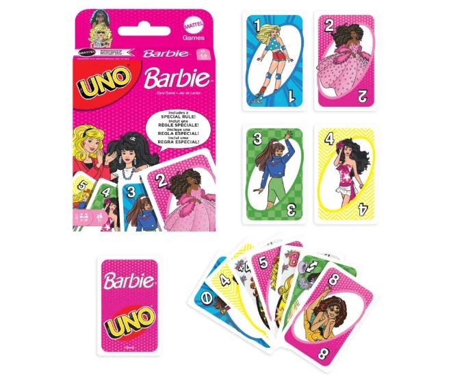 Joc de cărți Mattel UNO Barbie, cu regulă specială