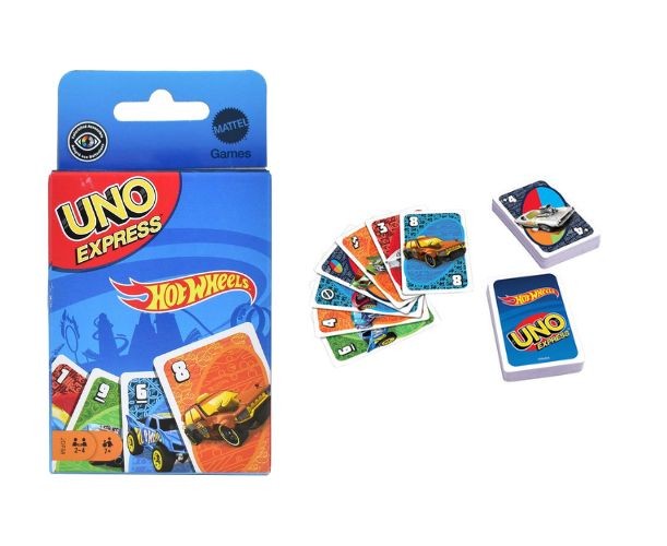 Joc de cărți Mattel UNO Express Hot Wheels, 2–4 jucători