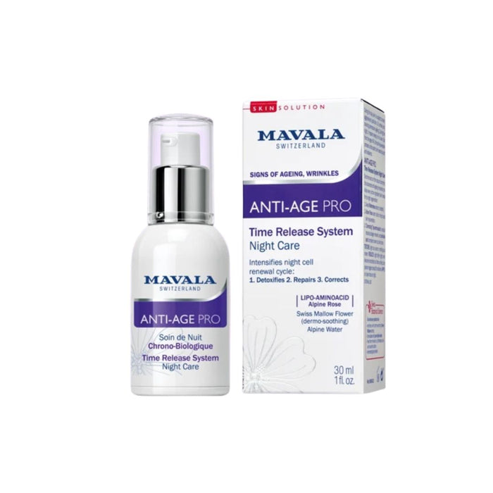 Cremă de noapte Mavala Anti-Age Pro, antiîmbătrânire, regenerantă, pentru față, 30 ml