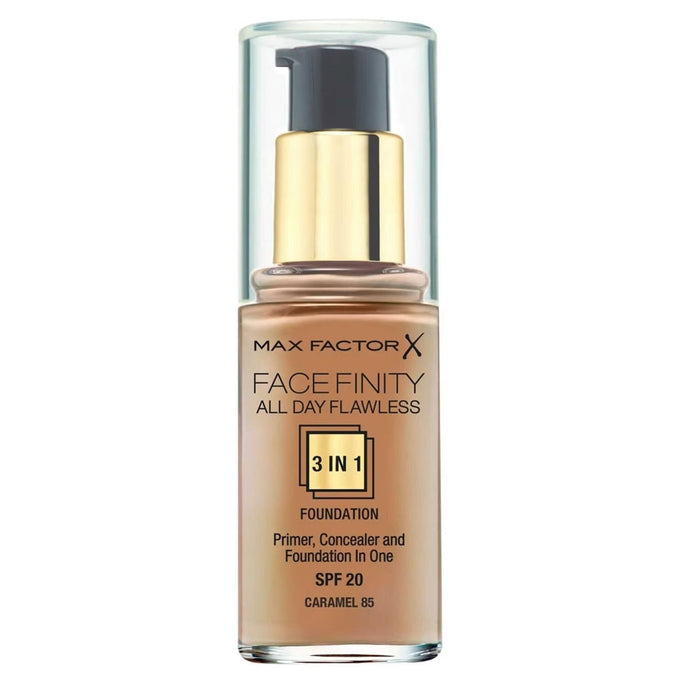 Fond de ten Max Factor Face Finity All Day Flawless, 3 în 1, nuanța 85 Caramel, SPF 20, 30 ml