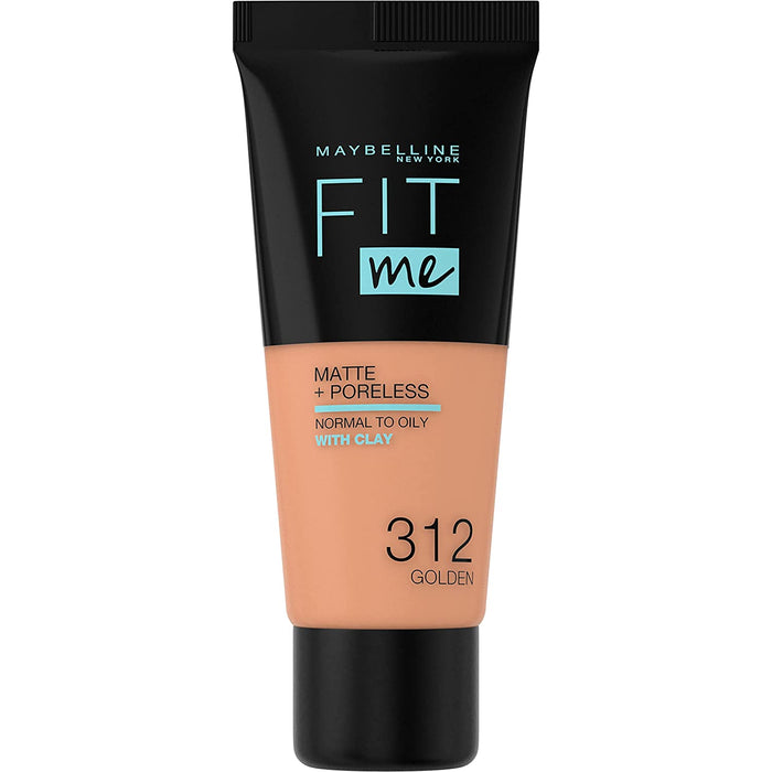 Fond de ten lichid Maybelline Fit Me Matte + Poreless, pentru ten normal spre gras, nuanța 312 Golden, 30 ml