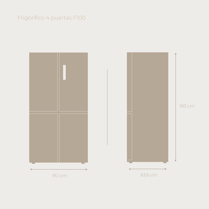 Frigider cu 4 uși Cecotec EVVO F100X, 490 l, Total No Frost, compresor Inverter, argintiu
