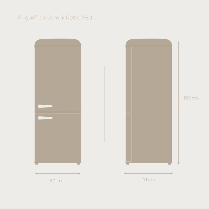 Frigider combină retro Cecotec F60 Retro Gris, 230 l + 94 l, No Frost, 60,3 × 72 × 191,5 cm, gri