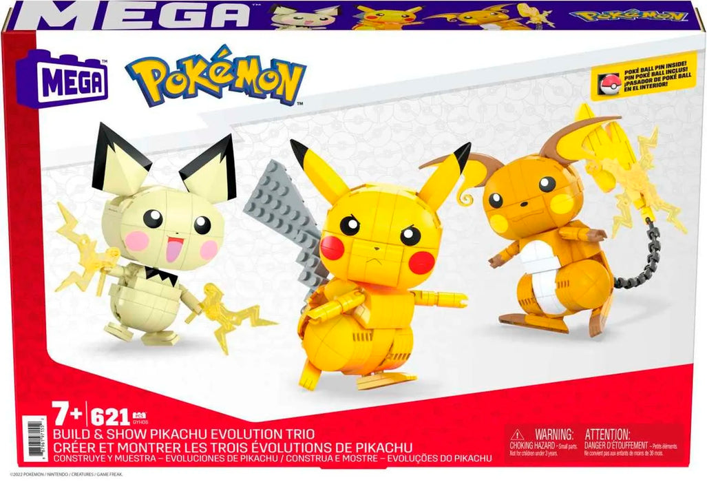 Set de construcție Mattel Mega Construx Pokémon Evolution Trio, 621 piese, 7+ ani
