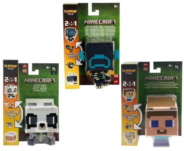 Figurină Mattel Minecraft Flippin' Figs, diverse modele, 2 în 1, 5+ ani
