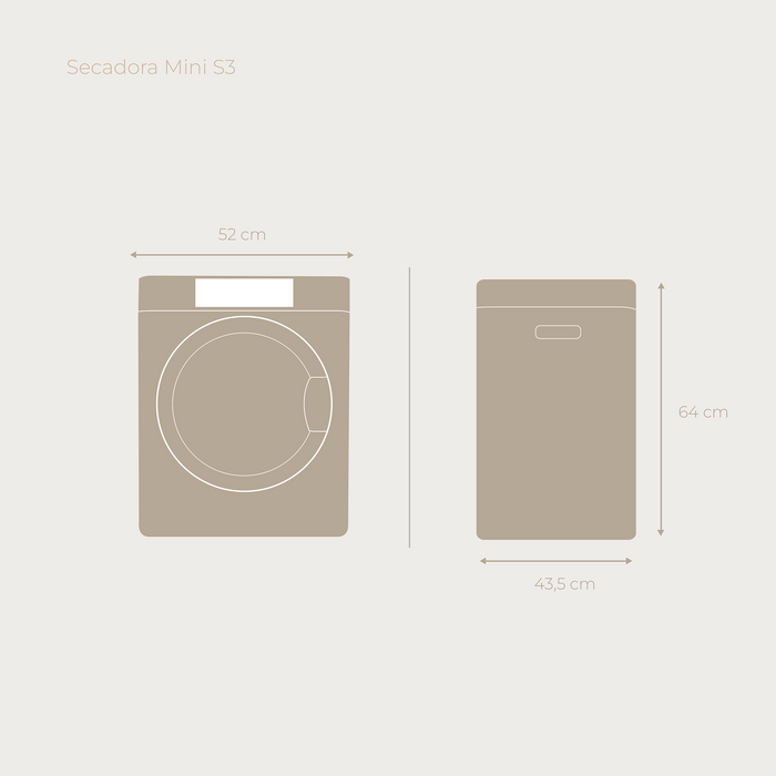 Uscător de rufe Cecotec EVVO Mini S3, 3 kg, 52 × 43,5 × 64 cm, alb