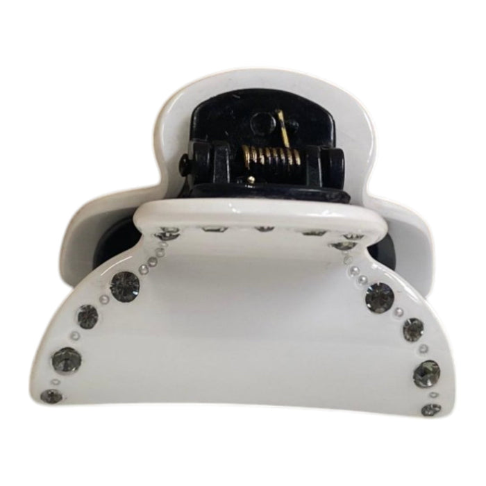 Clemă de păr Moliabal, model 004, albă, cu detalii decorative