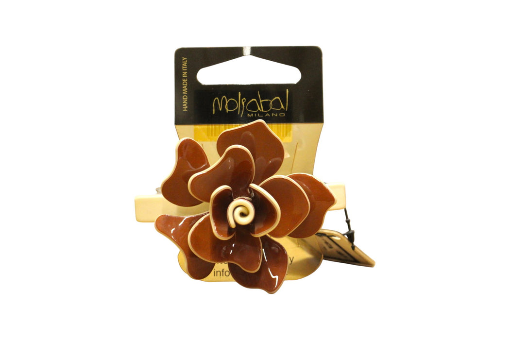 Clemă de păr Moliabal, model floral, maro și crem, 467