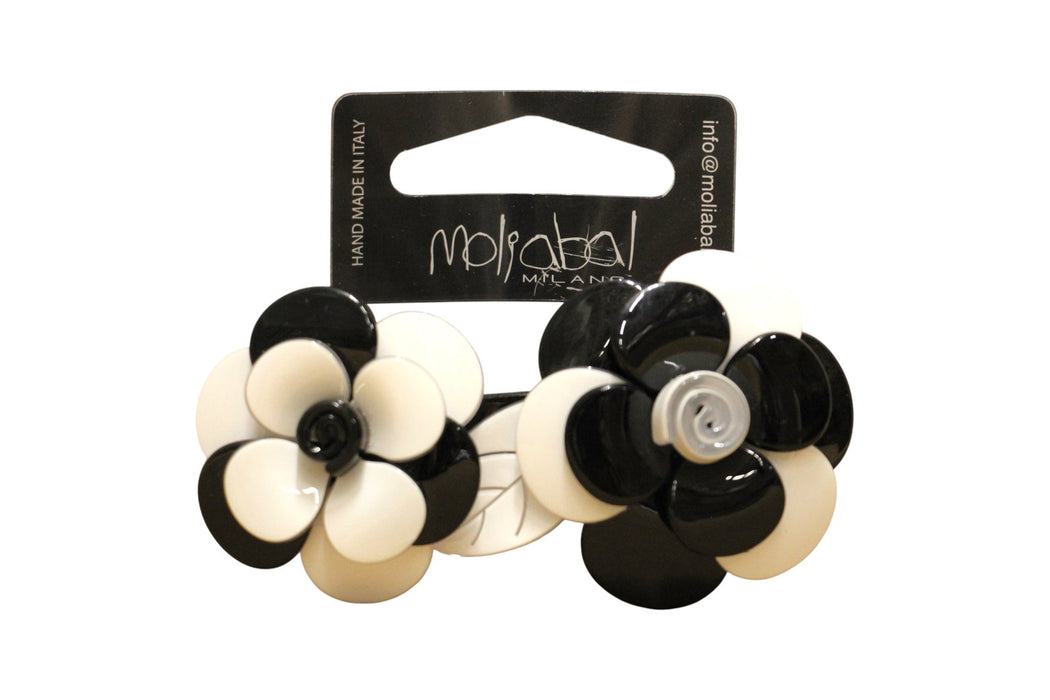 Cleme de păr Moliabal 483, model floral, negru și crem, 2 buc