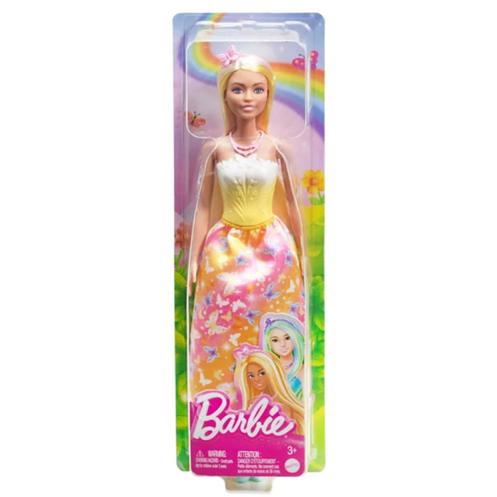 Păpușă Mattel Barbie, prințesă cu păr blond și șuvițe galbene, 3+ ani