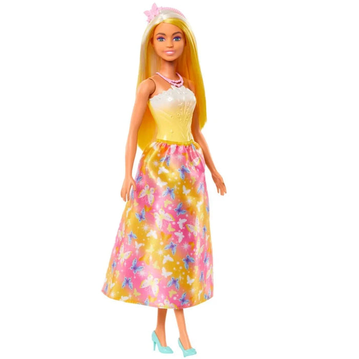 Păpușă Mattel Barbie, prințesă cu păr blond și șuvițe galbene, 3+ ani