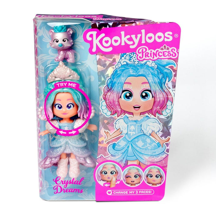 Păpușă Magicbox Kookyloos Princess, Crystal Dreams, cu animăluț, 3 expresii