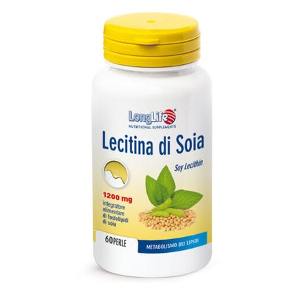 LongLife Soy Lecithin, 1200mg, 60 Perle, Culoare Albă și Galbenă