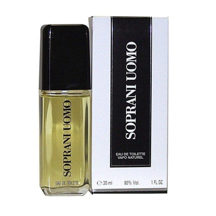 Eau De Toilette, Soprani, UOMO Classic, 30ml, auriu, cu ambalaj alb-negru